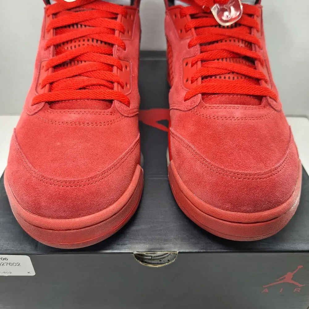 Air Jordan 5 Retro Mens 12 Red Suede 136027-602 Basketball Shoes Sneakers